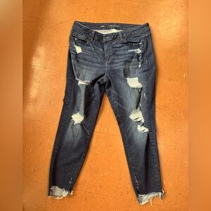 Lane Bryant Women's Ripped Dark Blue Skinny Jeans